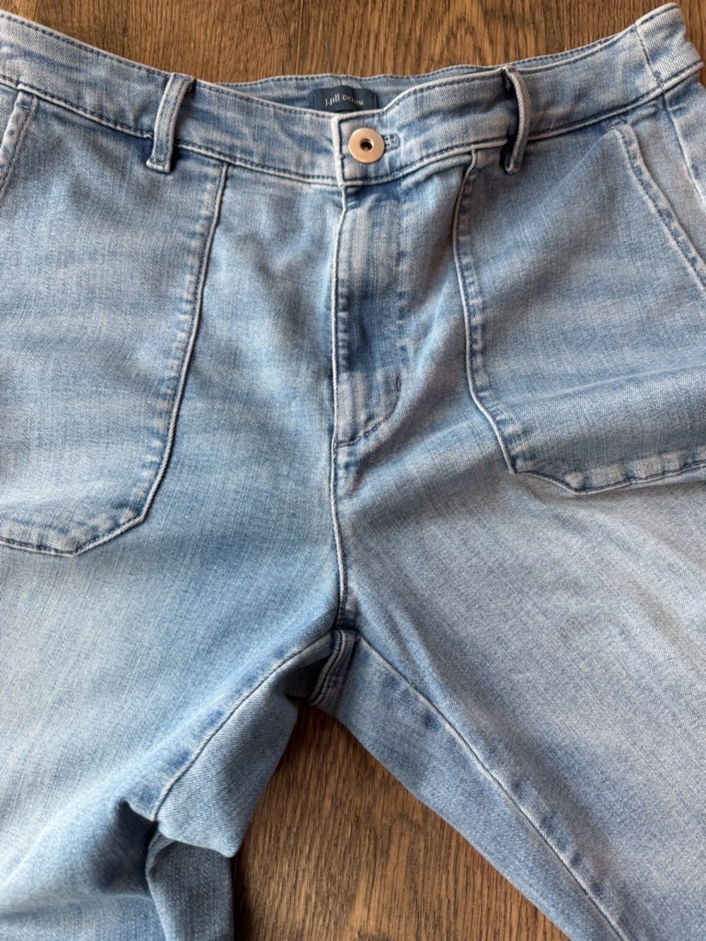 J. Jill Denim High-Rise Wide Leg Women's 12 Light Wash Comfort Preppy Stretchy - Picture 7 of 16
